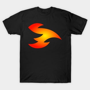 Yellow Flaming Red Abstract Flying Fire Dragon Design T-Shirt